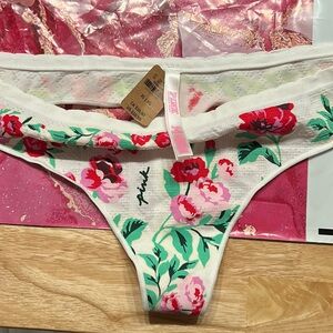 PINK Floral rose thong